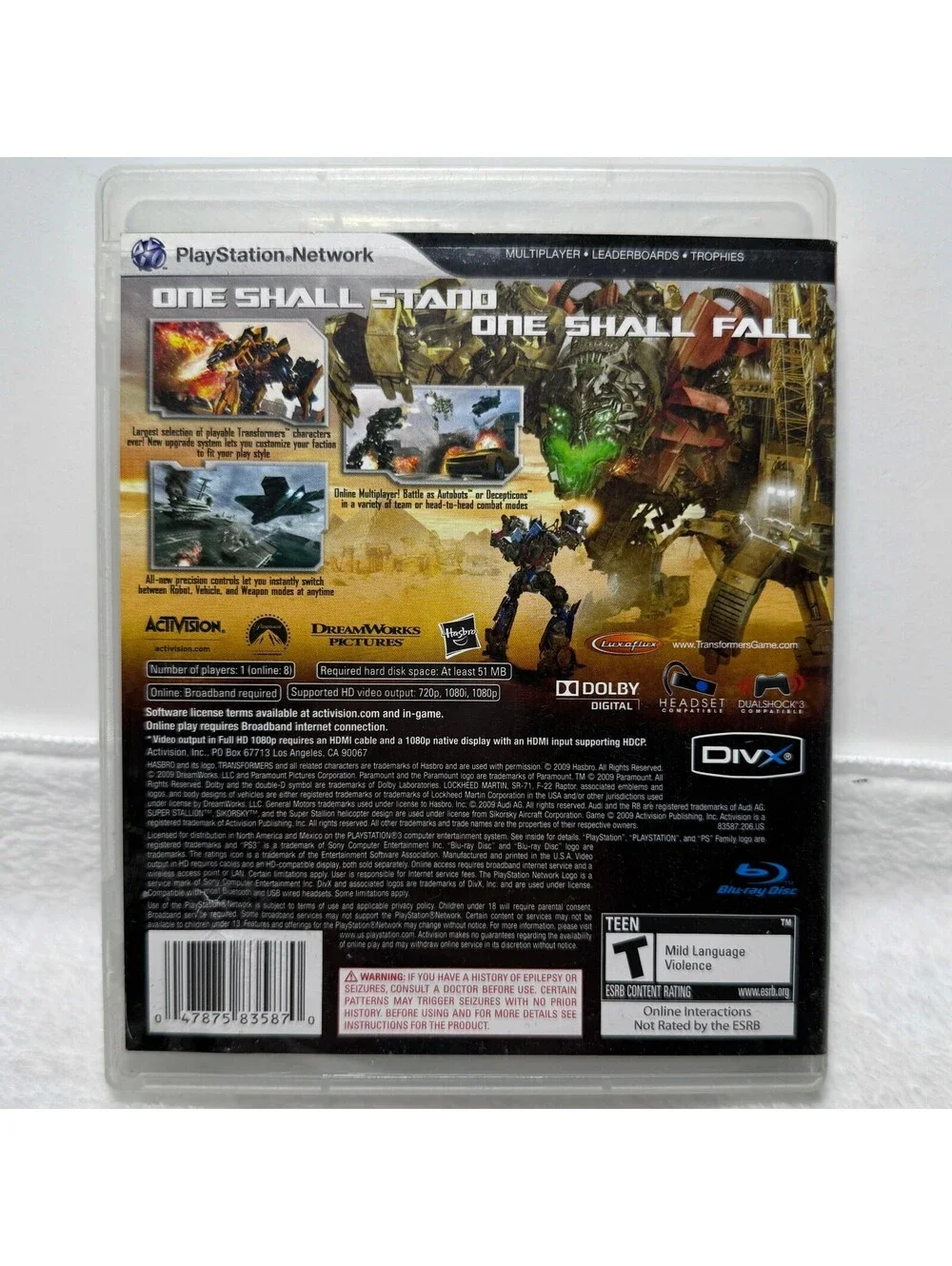 Transformers Revenge of the Fallen PS3 PlayStation 3 Complete CIB